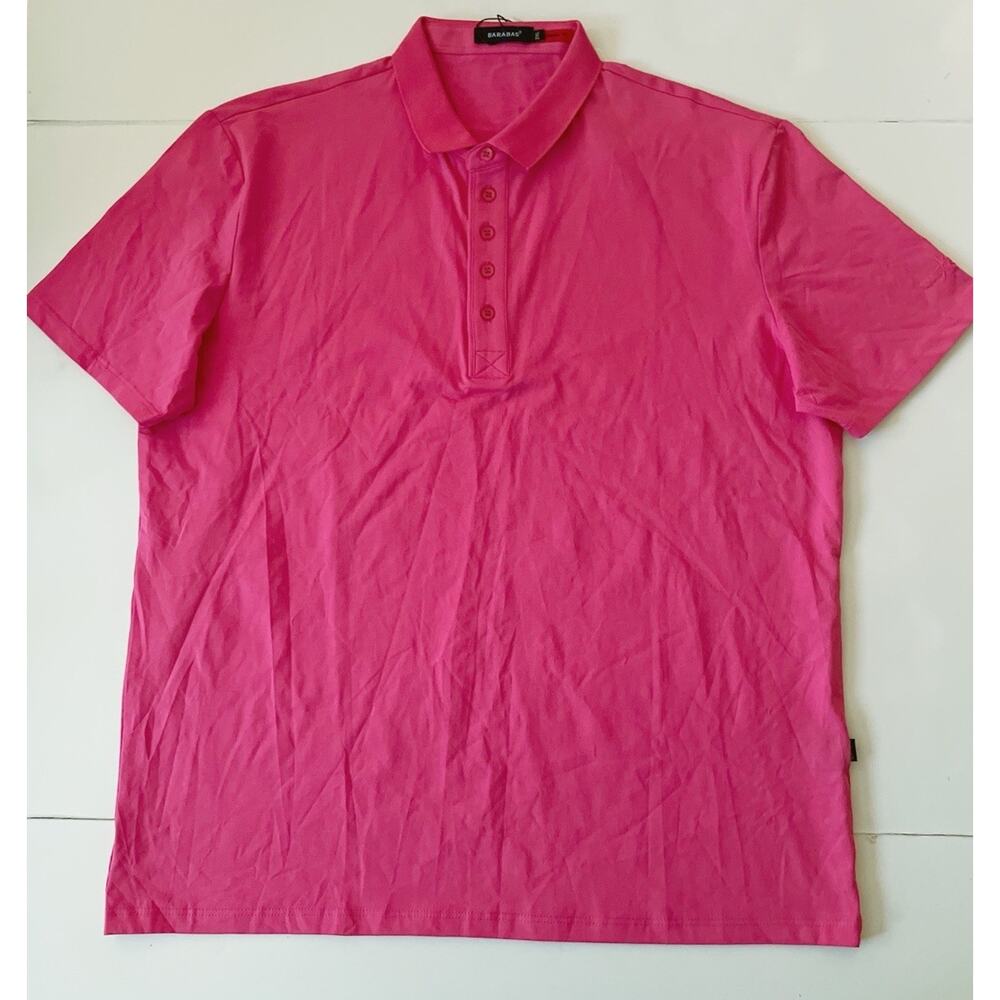 Barabas Polo Shirt Men 2XL Hot Pink Classic Fit Stretch Golf Travel Resortwear